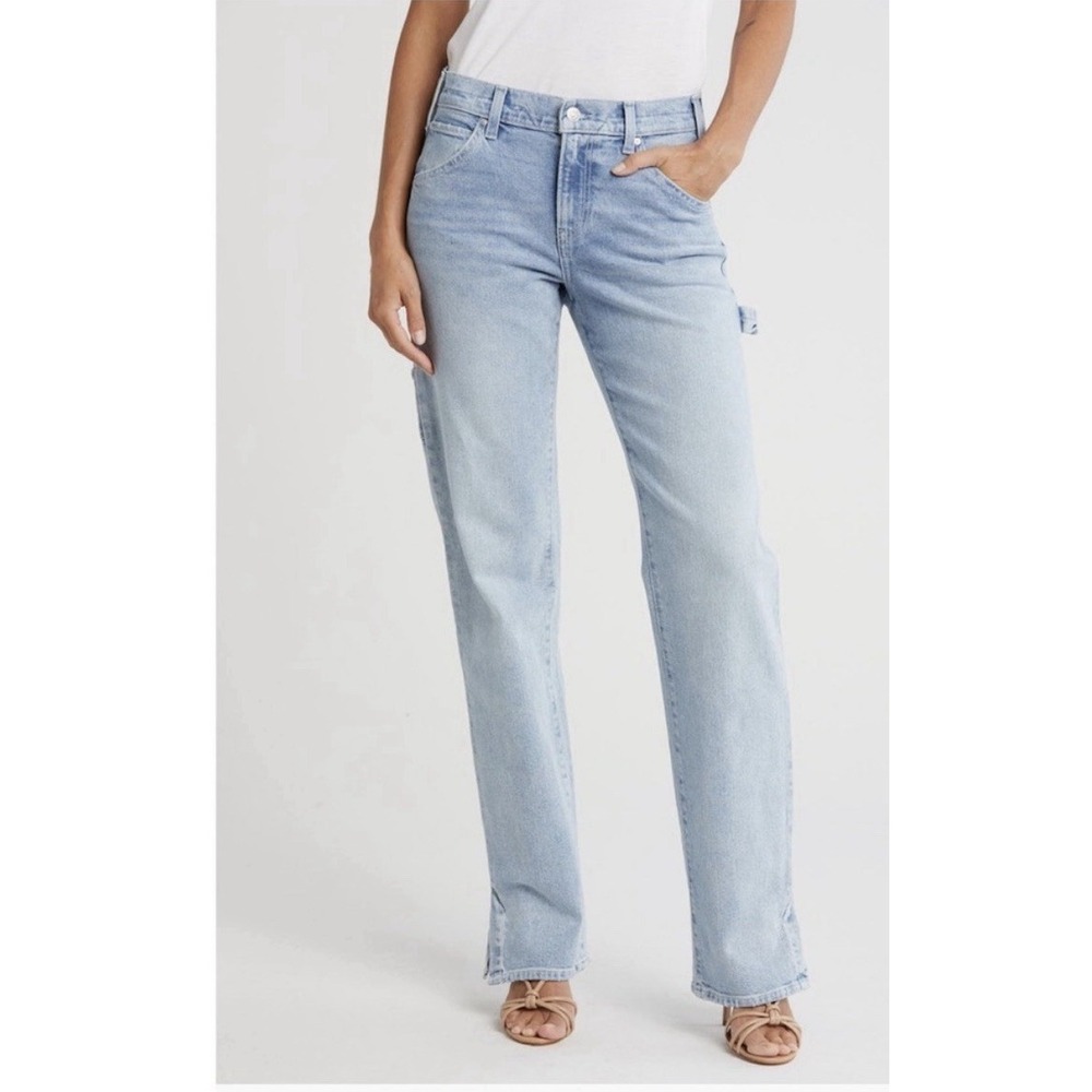 PAIGE Rion Straight Leg Carpenter Jeans, Kasia Light Blue Wash Denim Size 30